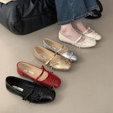 LIZAKOSHT  -  Women Flats Shoes Fashion Bow Knot Shallow Ballet Ladies Shoes Spring Footwear Casual Mary Jane Gold Sliver Red Ballerina Mujer